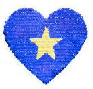 Applikation - Wendepailletten - Herz mit Stern - Aufnäher